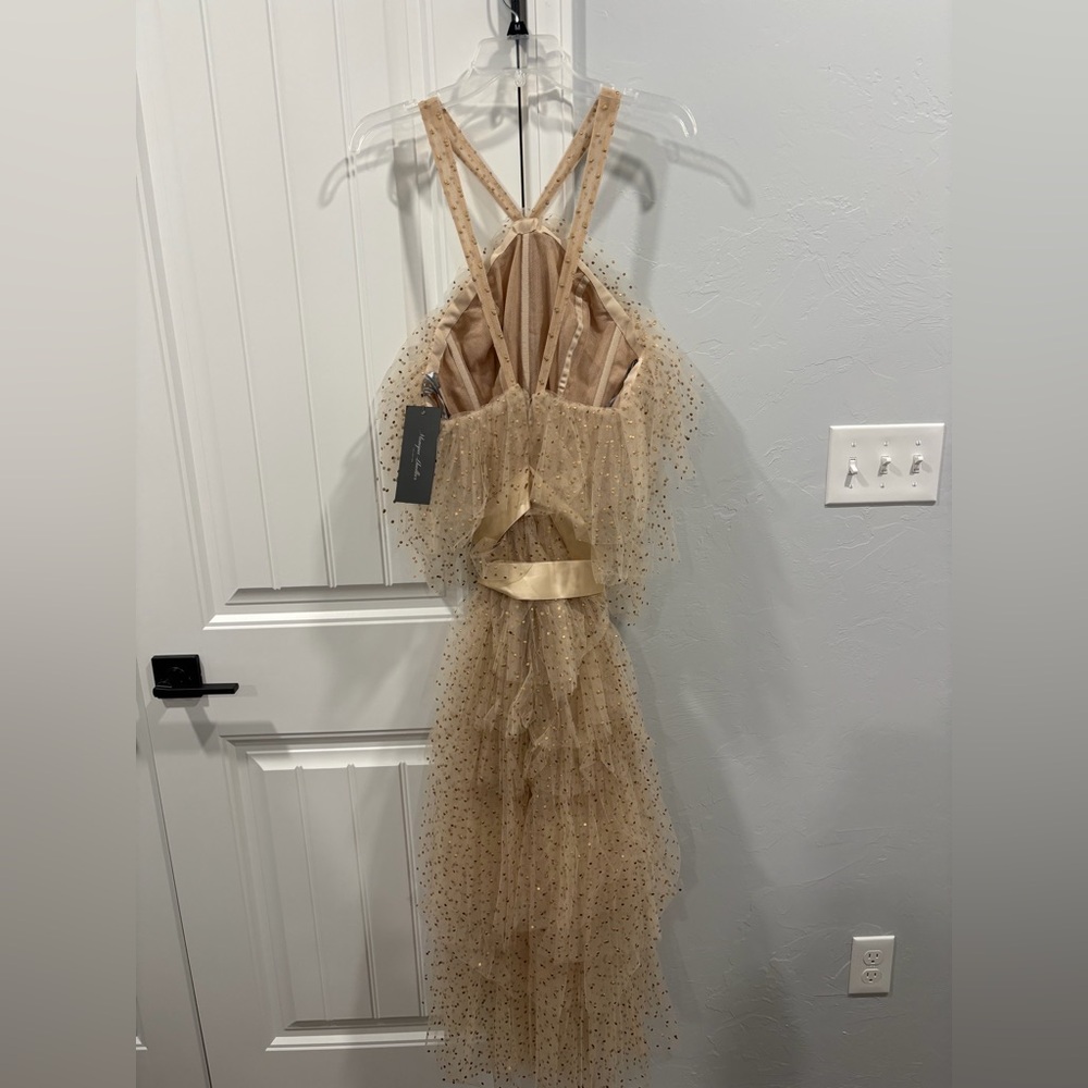 Monique Lhuillier Gold Polka Dot Dress - Picture 2 of 2